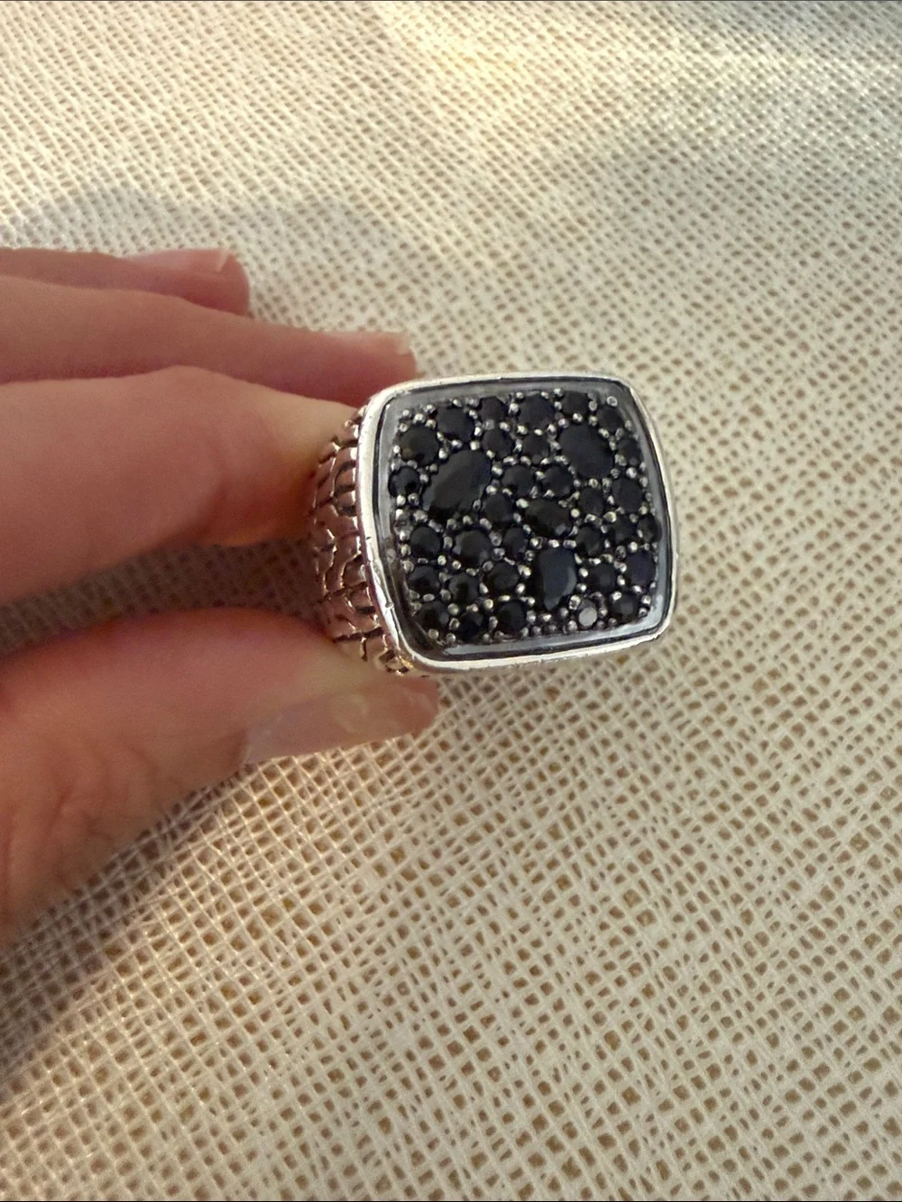 John Hardy Men’s Black Sapphire Sterling Silver Signet Ring